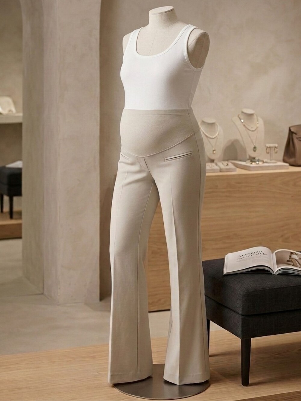 Motherhood Maternity Cream Colored Bootcut Career Pants For Pregnancy Size Small